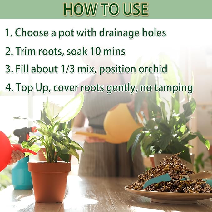 Premium Orchid Potting Mix for Repotting,2 Quarts Orchid Soil for Various Orchid Types,Orchid Specific Formula Blends Natural Pine Bark,Perlite,Coco Peat & Dried Forest Moss