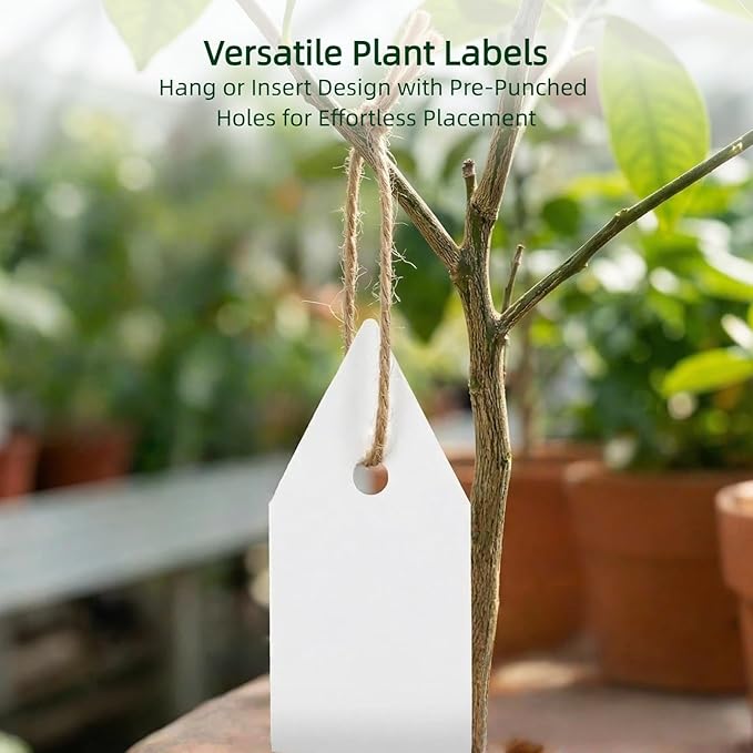100PCS 2-in-1 Plastic Plant Labels with Permanent Pen, 4" x 0.8" Waterproof Garden Markers Seed Tags, Reusable PVC Plant Tags for Outdoor Indoor Gardening Greenhouse Vegetable