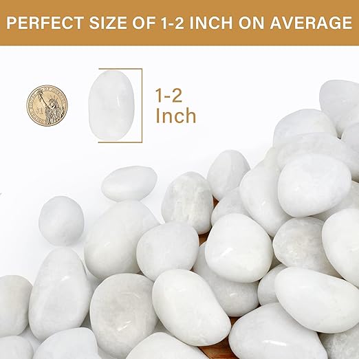 NUPICK 3lb White River Rocks for Plants Indoor, 1-2Inch Pebbles for Vases Fillers, Decorative Gravel for Fish Tank, Natural Polished Stones for Succulent, Bonsai, Landscaping, Bird Baths