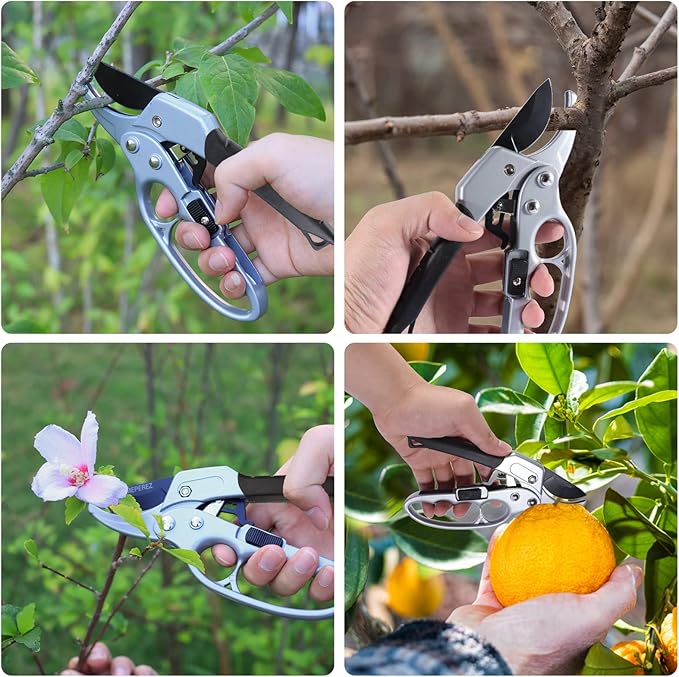 Premium Germany Pruning shears, work 3 times easier, hand pruners heady duty, cutting fresh flower, hedge, herb, live indoor plants, gardener lovers garden scissors, Arthritis weak hand snips
