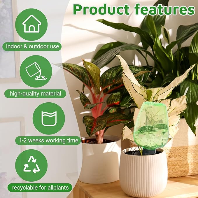 3cps Self Plant Watering Globes for Indoor and Outdoor Plants Plastic Automatic Plant Watering Bulbs Insert 12.3 oz with Slow Release Control Water Dripper for Plants