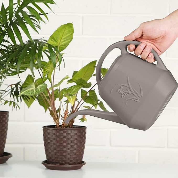 ZXJ Plant Watering Can - for Indoor and Outdoor Home Garden Plants - with Long Spout - Coffee Color - 1/2 Gallon