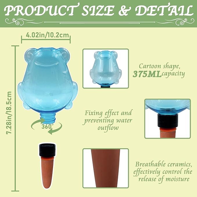 2 Pack Self Watering Spikes, Indoor Plant Watering Globes, Frog Shape Automatic Irrigation Spikes,Plant Watering Devices(Blue)