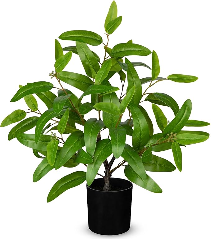 Artificial Plants Indoor with Pot, 19.7" Tall Fake Potted Plants Eucalyptus Leaves, Silk Plant for Home Decor Indoor Plants Artificial for Home & Office, Bedroom, Farmhouse, Entry Table, Shelf Decor