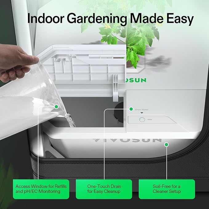 VIVOSUN VGrow DWC Hydroponics System Kit, Only for VGrow Smart Grow Box, Not Compatible with E42A/E42A+/A22/A10，Not Used in Grow Tent, 4-Gallon with Air Stones & Rapid Rooters
