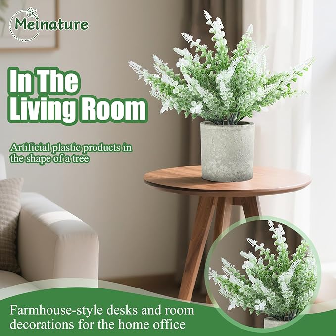 Plant Stand Indoor，3-Pack Lifelike Artificial Lavender ，Artificial Plants Indoor, Nordic Lavender Table Decor，Biodegradable Pot,Suitable for Home and Office Décor