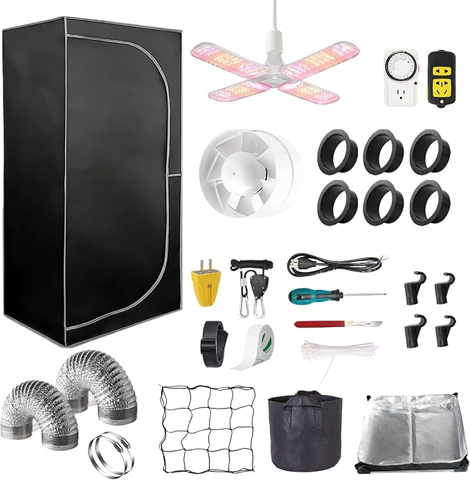 48"x48"x80" Grow Tent Kit Complete 4x4 ft High Reflective Mylar Indoor Grow Tent +Portable Full Spectrum LED Grow Light Combo Hydroponics Indoor Plant Growing Tent Room (Grow Tent Kit)