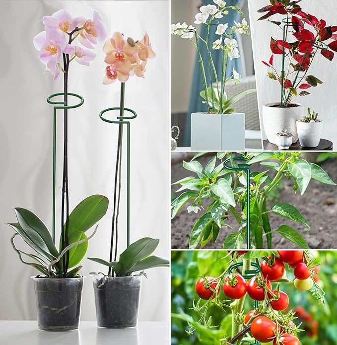 6 Pack 24 Inch Plant Support Stakes,Extendable Plant Stakes,Orchid Sticks with Clips for Indoor Outdoor,Garden Stakes for Plant,Tomato,Vegetables,Monstera.Plant Support Stakes for Two Sizes12 or 24 In