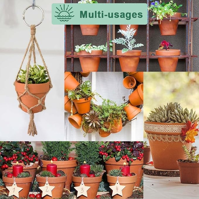 vensovo Terra Cotta Pots with Saucer - 6 Pack 5 Inch Clay Pot Ceramic Pottery Planter Cactus Flower Pots Succulent Pot Drainage Hole, Great for Plants, Crafts and Wedding Favor