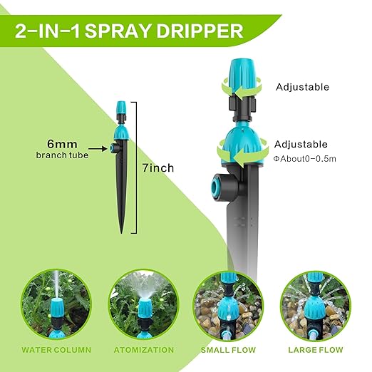 98ft Drip Irrigation Kit, Upgraded Quick-Connect System with Adjustable Nozzles & Durable Hoses, Complete Garden Watering Solution for Outdoor Plants, Flower Beds, Lawns and Patios