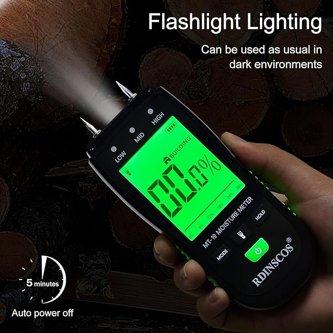 Wood Moisture Meter for Wood, Like Hardwood and Softwood Replaceable Pin Moisture Tester with Batteries