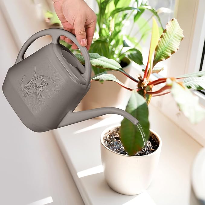 Plastic Watering Can - for Indoor and Outdoor Plant - 1/2 Gallon - Coffee Color