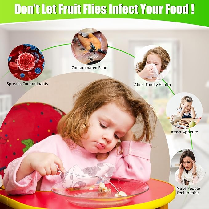 4 Pack Fruit Fly Traps for Indoors Reusable Fungus Gnat Trap for Home Kitchen Plant Drain Fly Killer Catcher for Indoor Pest Control for Bugs Gnats Mosquitoes Flies 20 Sticky Pads & 2 Baits