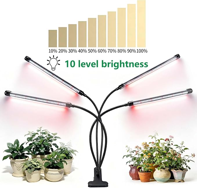 Grow Light for Indoor Plants, 84LEDs Full Spectrum Plant Light with UL Adapter, 4/8/12/18H Timer, 8.2FT Cord, 10 Dimmable Levels, 3 Light Modes, Includes 10 Plant Labels