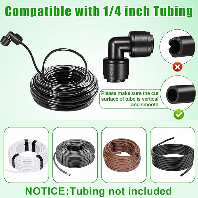 20 Pack 1/4" Quick Connect Fittings Elbow Connectors,1/4 Inch Irrigation Tubing Fittings Anti-Drop Push to Connect Fittings Locked Elbow for 1/4 Inch Drip Irrigation Tubing Garden Irrigation System