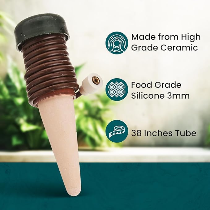 Blumat Classic Self-Watering Stakes - Prevents Overwatering and Underwatering for Healthy Growth While You are Away - Ideal for Indoor Plant Watering, 6 Pack, wo Adapter