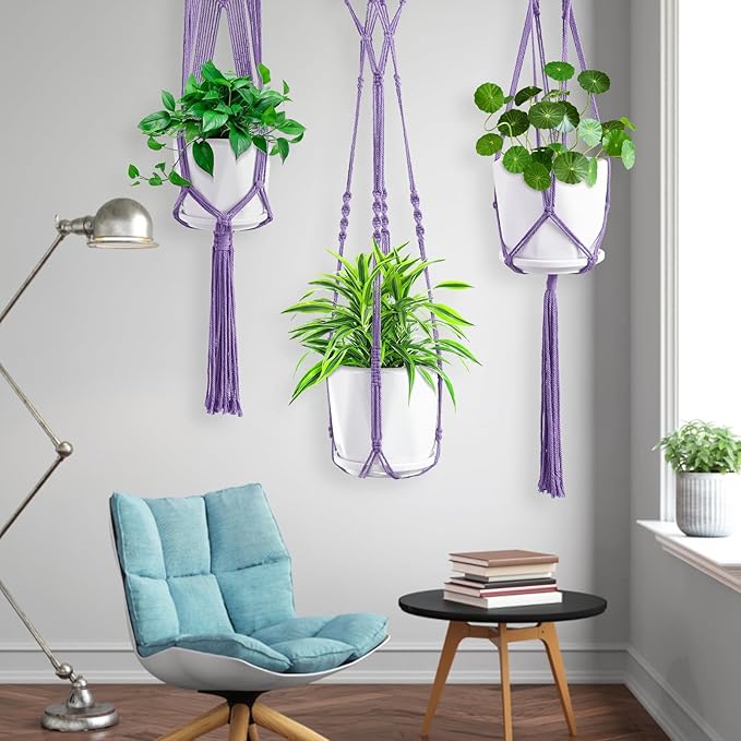 SFENNGPET Macrame Plant Hangers, 6Pack Hanging Planters for Indoor Plants w/ 6 Set Hangers Kit Handmade Macromay Plant Hangers Indoor Flower Pots Holder Stand for Boho Home Décor (POTS NOT Included)