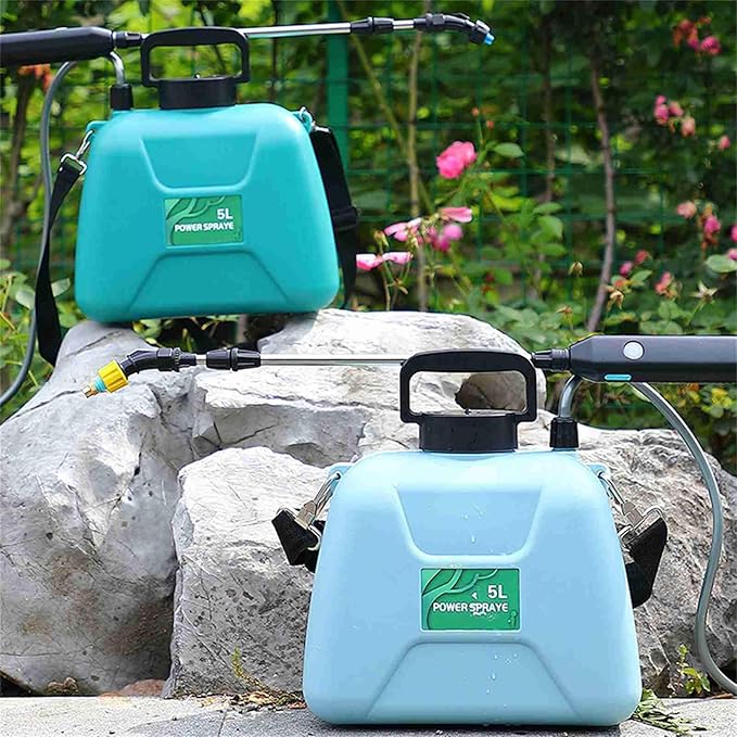 Garden Sprayer 5L, Shouldered Sprinkler with Telescopic, Handheld Electric Plant Spray Bottle, Atomizing Watering Bottle for Car Cleaning Pesticides Insecticides, Blue