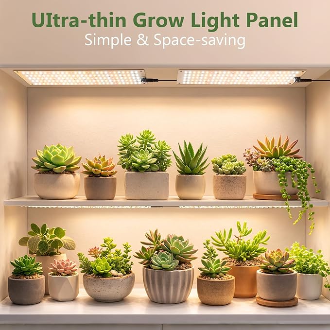 LBW Plant Grow Light, 810 LEDs Full Spectrum Plant Lights for Indoor Growing, Ultra-Thin Panel Grow lamp for Under Cabinet Plant，4/8/12H Timer, 3 Lighting Modes, 10 Dimmable Levels, 6 Packs
