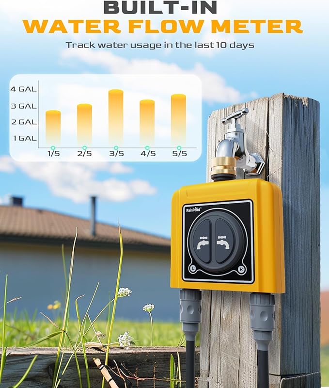 RAINPOINT WiFi Water Timer, Brass Inlet & Outlet,No WiFi Hub, 2.4Ghz WiFi Compatible, TWG004WRF Hub (Lot >202108)