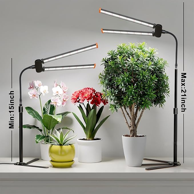 Grow Light for Indoor Plant, 6000K Full Spectrum Plant Lamp with Red Blue White LED for Pot Succulents Seed Growing, Light Strip Foldable & Height Extendable 9-25'', Auto Timer 4 8 12Hrs