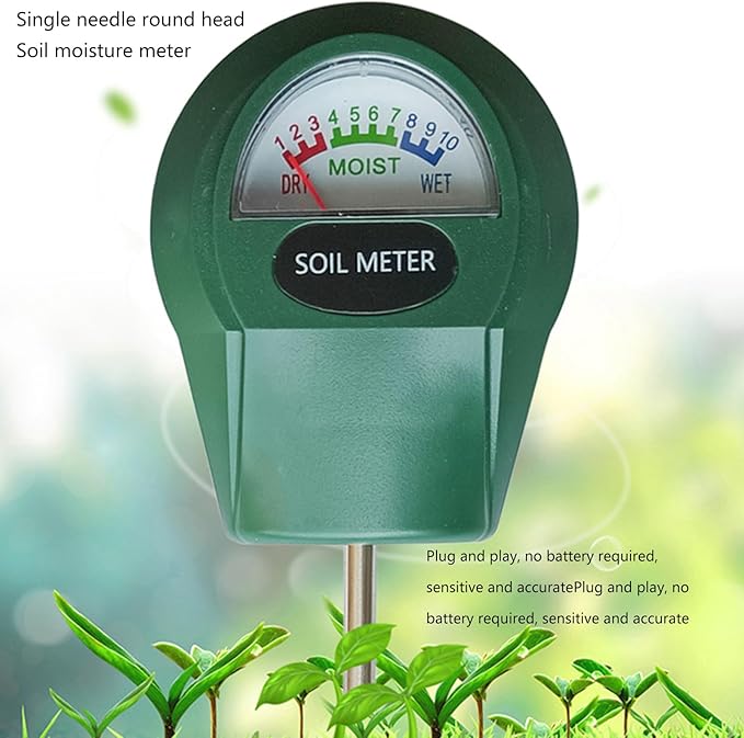 Soil Meter Single Metal Probe ABS Green Environmental Protections Plantation Flower Grass Water Soil Detector