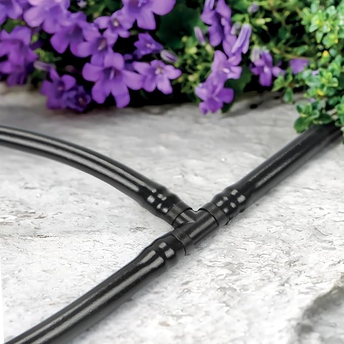 RedChili 110 Pack Drip Irrigation Universal 1/4" Barbed Tee Fitting, Drip System Parts Double Barbed T Connectors Fits 1/4-Inch Drip Tubing Irrigation for Drip Line Connection