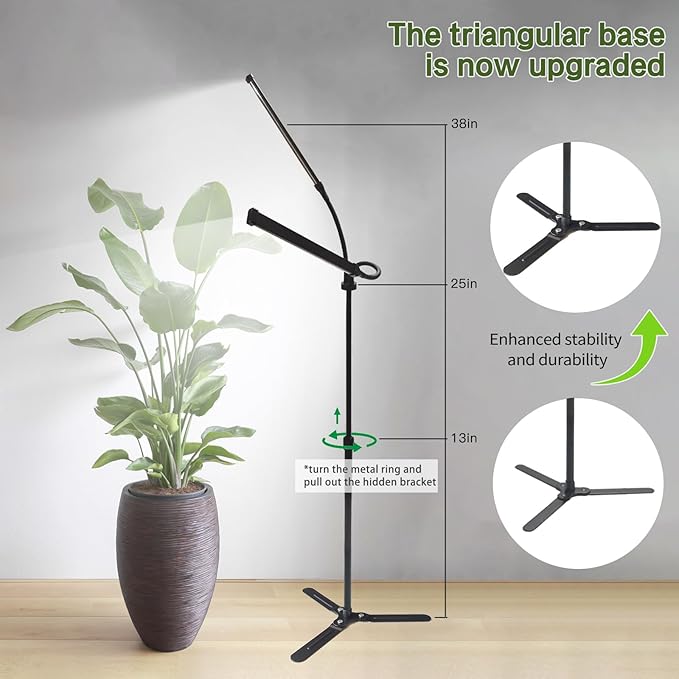 2025 Professional Grow Lights for Indoor Plants Growing, 6000K Full Spectrum 126 LEDs Plant Grow Lights Indoor, Height Adjustable (13-38''), 3 Spectrum Modes + 10 Dimming with 4/8/12/18H Timer