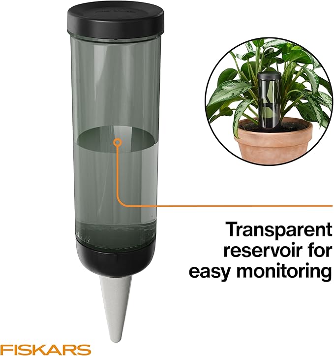 Fiskars Watering Spike for Indoor Plants, Self-Watering Device to Water Plants While Away, Continuous Hydration for Care on Vacation & Travel, Porous Ceramic Cone Stake for Slow Release, 11.75 oz