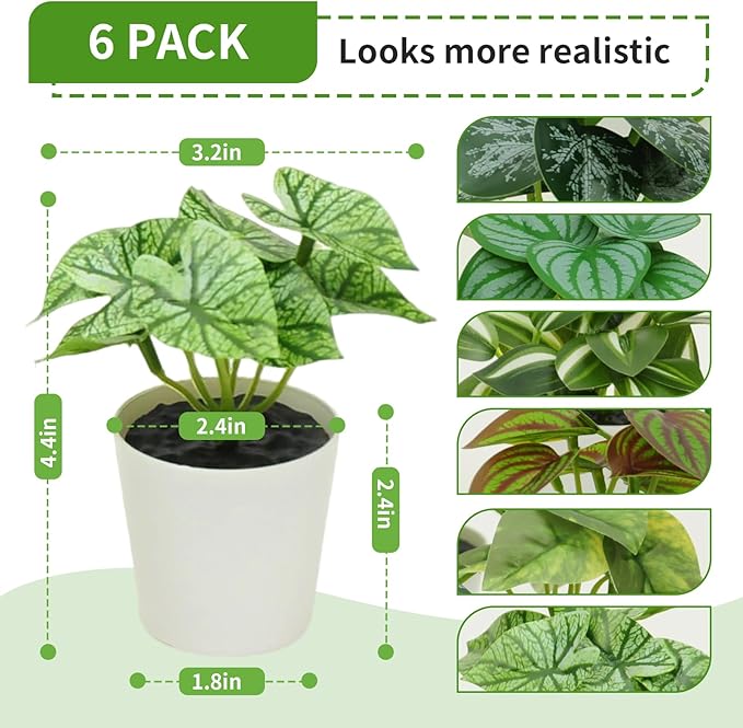 Freyalife 6 Pack Fake Plants for Room Decor,Mini Artificial Potted Plants for Home Office Living Kitchen Classroom Table Shelf Desk Farmhouse Bathroom Indoor Decor