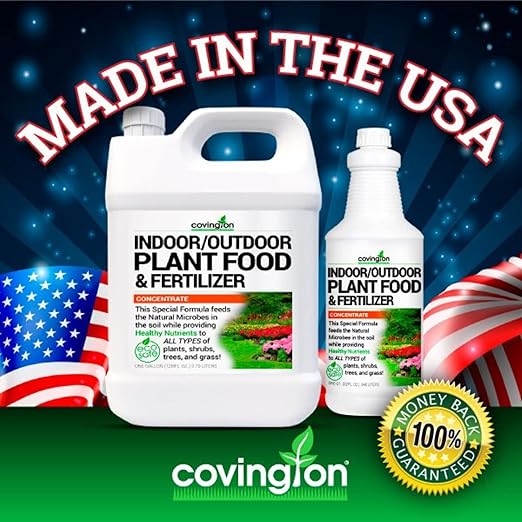 Covington Plant Food & Fertilizer Concentrate for Indoor (32 oz) Outdoor Plants and Soil - Liquid Food for Healthy Soil and All Types of Plants, Just Mix with Water