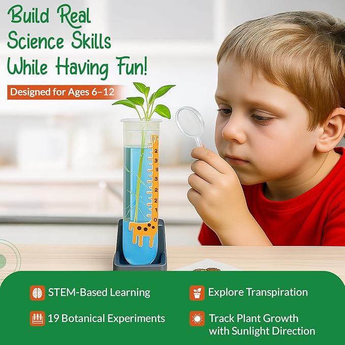 Plant Science Kit for Kids Ages 8-12 | STEM Educational Gift with 19 Experiments | Grow Real Plants from Kitchen Seeds | DIY Biology Set for Boys & Girls Birthday Christmas