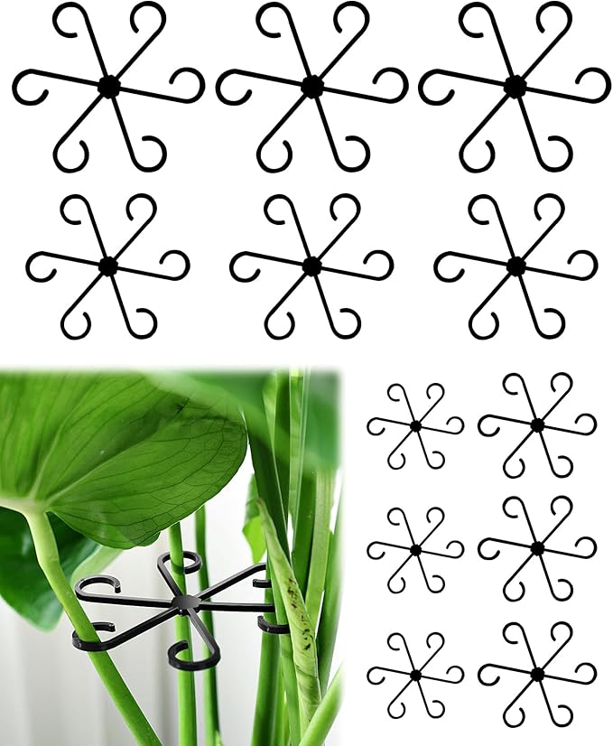 12Pcs Plant Stem Support,4 Sizes Reusable Monstera Plant Support Stakes Durable Plastic Climbing Houseplant Stem Hook Holders for Flower Plants Indoor Outdoor Growth Accessories