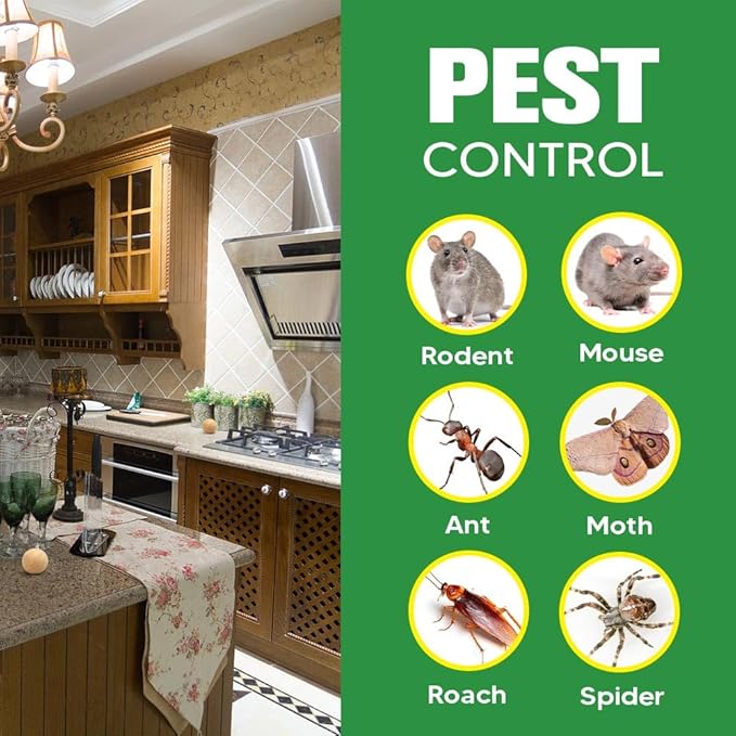AUDQQM Pest Control, Rodent Repellent, Mouse Repellent Indoor/Outdoor, Peppermint Oil to Repel Rats, Roaches, Ants, Spiders & Moths, Mice Deterrent that Works for House, 3 Months Protection-8P