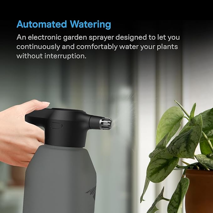 AC Infinity Automatic Sprayer, 2L Portable Electric Spray Bottle, USB Rechargeable with Adjustable Nozzle Spout for Plants Fertilizing Gardening and Cleaning (Graphite)
