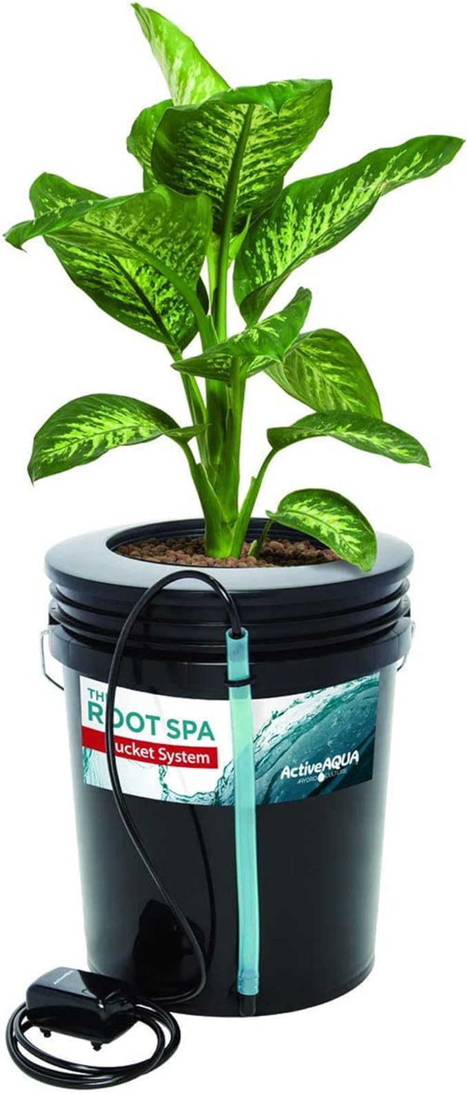 ACTIVEAQUA RS5GAL4SYS Root Spa 5 Gallon Hydroponic 4 Bucket Deep Water Culture Grow Kit System with Multi-Purpose Air Hose and Air Pump, Black