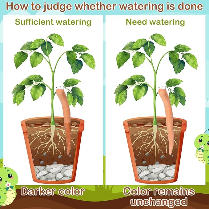 Relaxweex 6 Pcs Water Sensor Ceramic Worm The Potting Shed Worm Water Sensor Plant Decoration Moisture Monitor Gardening Houseplant Humidity Meter Fun Gardening Gift for Your Potted Plant (6 Inch)