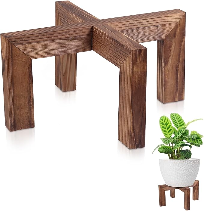 Vigordream Plant Stand, Indoor/Outdoor Wood Plant Holder, Single Flower Pot Stand, Sturdy Planter Stands, Fit 5-15 Inch Pots