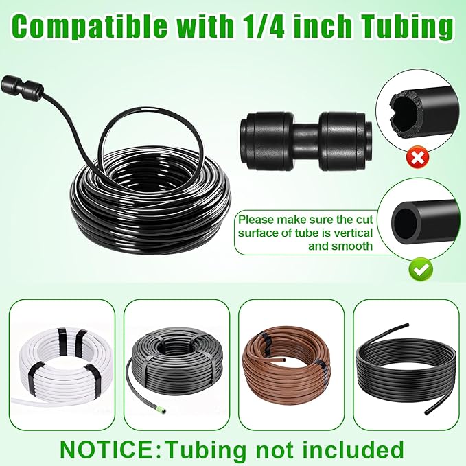 20 Pack 1/4" Quick Connect Fittings Coupling Connectors,1/4 Inch Irrigation Tubing Fittings Anti-Drop Push to Connect Fittings Locked Straight for 1/4 Inch Drip Tubing Garden Irrigation System