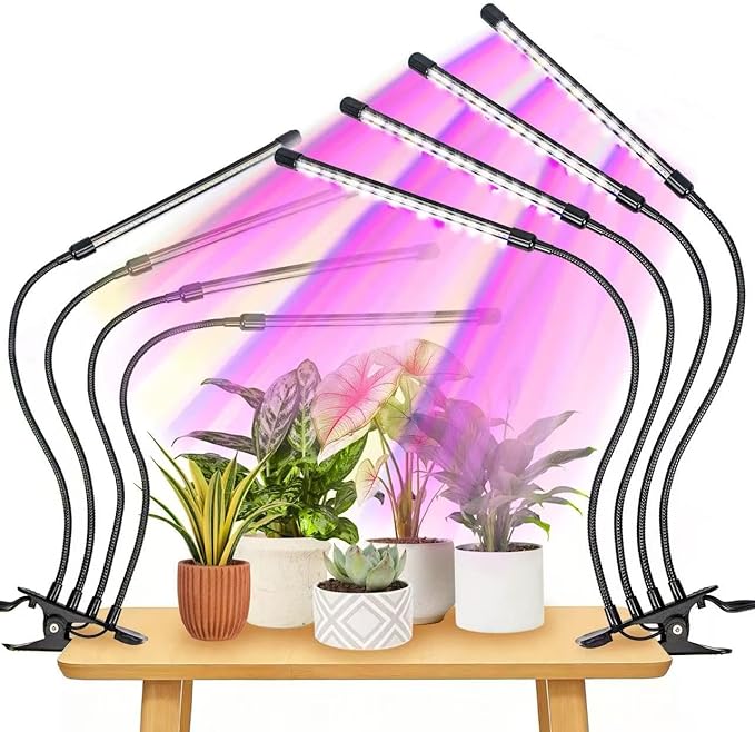 LEOTER Grow Lights for Indoor Plants - 84 LED Full Spectrum Clip Plant Growing Light (4 Heads 2 Pack)