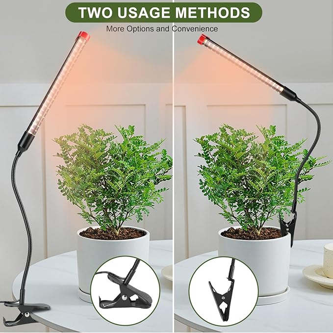 Game Changer! FECiDA 2026 4Pack 9 Watt Power Draw, NO Need Adapter, Clip Grow Lights for Small Indoor Plants, Bonsai, 4/8/12H Timer, Enough Bright Like Sun for Your Plants
