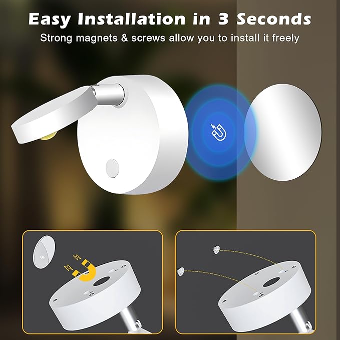 2 Pack Rechargeable LED Spotlight for Indoor, Wireless RGB Spot Light with Remote, Magnetic Picture Battery Operated Lamp, Ceiling Uplight Puck Lights with Rotatable Head for Plant Portrait Artwork