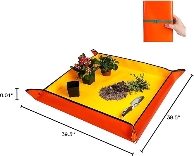 HNXTYAOB Extra Large Repotting Mat for Indoor Plants & Potting Soil Mat Portable Potting Tray Reusable Gardening Mat Garden Gift for Women Men (39.5"X39.5")