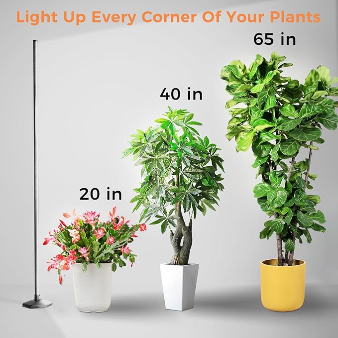 2 Pcs Grow Lights for Indoor Plants, 44W 384 Led Full Spectrum Plant Light, 5.4FT Adjustable Length Standing Grow Light with Timer/Six Leg Base for Greenhouse/Garden