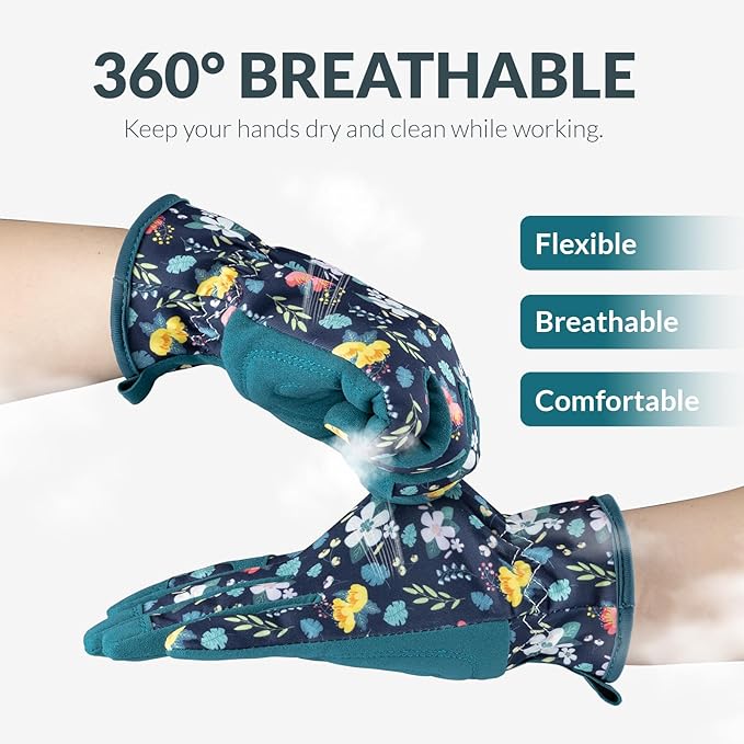 Baidast Gardening Gloves for Women, Breathable Leather Garden Gloves with Grip, Thorn Proof Work Gloves
