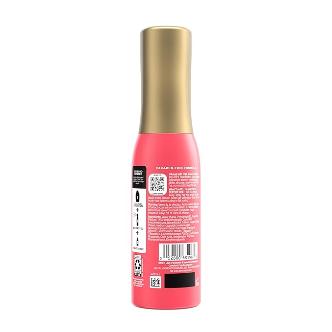 OGX Repair & Protect Bond Protein Repair 450°F Heat Protect Spray, Weightless Mist for Nonstop Damage Protection* to All Hair Types, Heat Spray Preps Hair for Styling, 6.5 fl. oz (Pack of 2)
