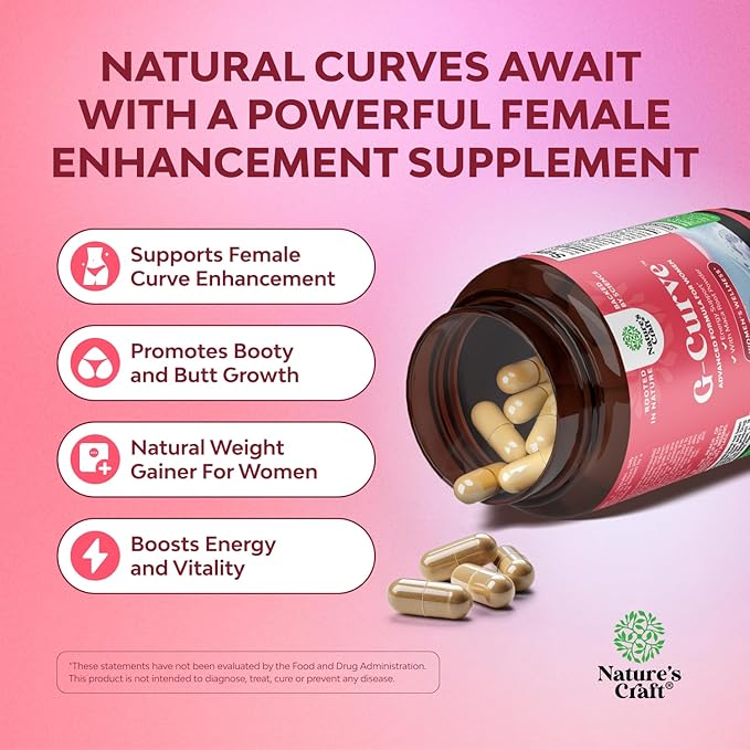 G-Curve Butt and Breast Growth Capsules - Horny Goat Weed Muira Puama & Maca Root for Butt Growth Support - Advanced Herbal Formula - Supports Bigger Butt & Bigger Breast - Easy to Swallow - 90 Count