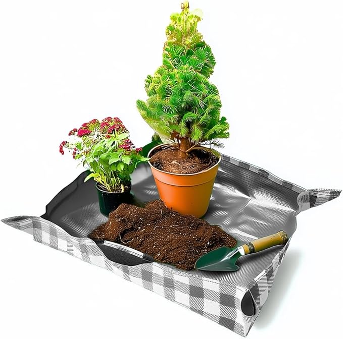 DURASACK 26"x26" Water-Resistant Repotting Mat – Indoor Plant Transplanting, Soil Change & Gardening Mess Control, Gray