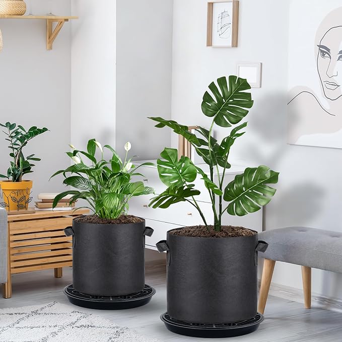 4 Pack 16.5'' Self-Watering Fabric Pot Base - Auto-Irrigation System Plant Saucer for 10 Gallon Fabric Pot, Auto Watering Plant Water Tray Self Watering System for Indoor Greenhouse Grow Tent Garden