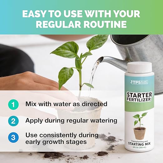 Starter Plant Fertilizer – Liquid Plant Food for Reduced Transplant Shock, Faster Root Establishment & Healthy Early Growth, 8 oz
